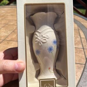 Lenox bud vase with painted cornflowers